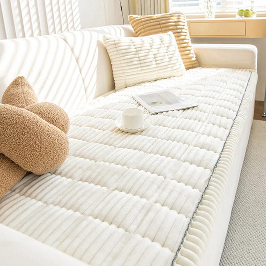Corduroy Sofa Cushion Non-Slip Thickened Living Room Sofa Decorative Cover Cloth Warm Dust Soft Velvet Backrest Armrest Towels