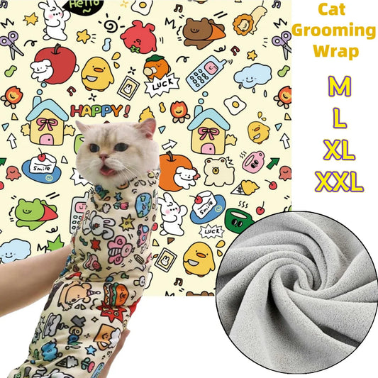 Cat Grooming Wrap Self-Adherent Swaddle Burrito Wrap