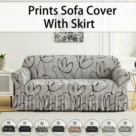SkirtFit Printed Full Sofa Cover