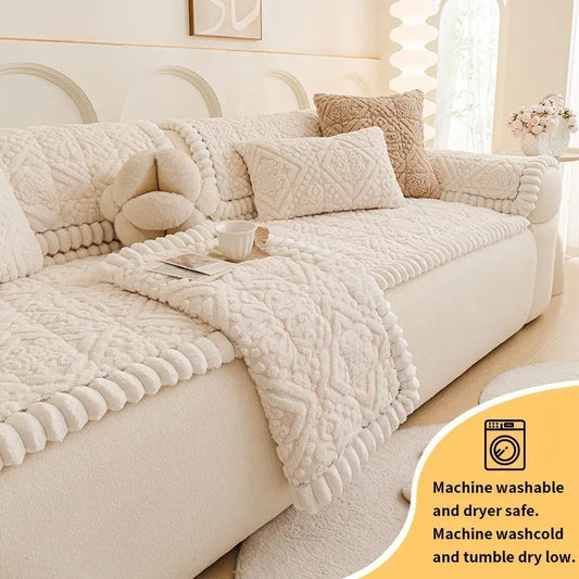 1PC-Polar fleece sofa cushion 2025 new four-season non-slip cushion bohemian plush living room special inline cushion