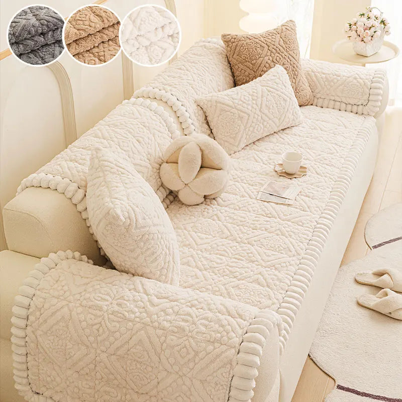 1PC-Polar fleece sofa cushion 2025 new four-season non-slip cushion bohemian plush living room special inline cushion