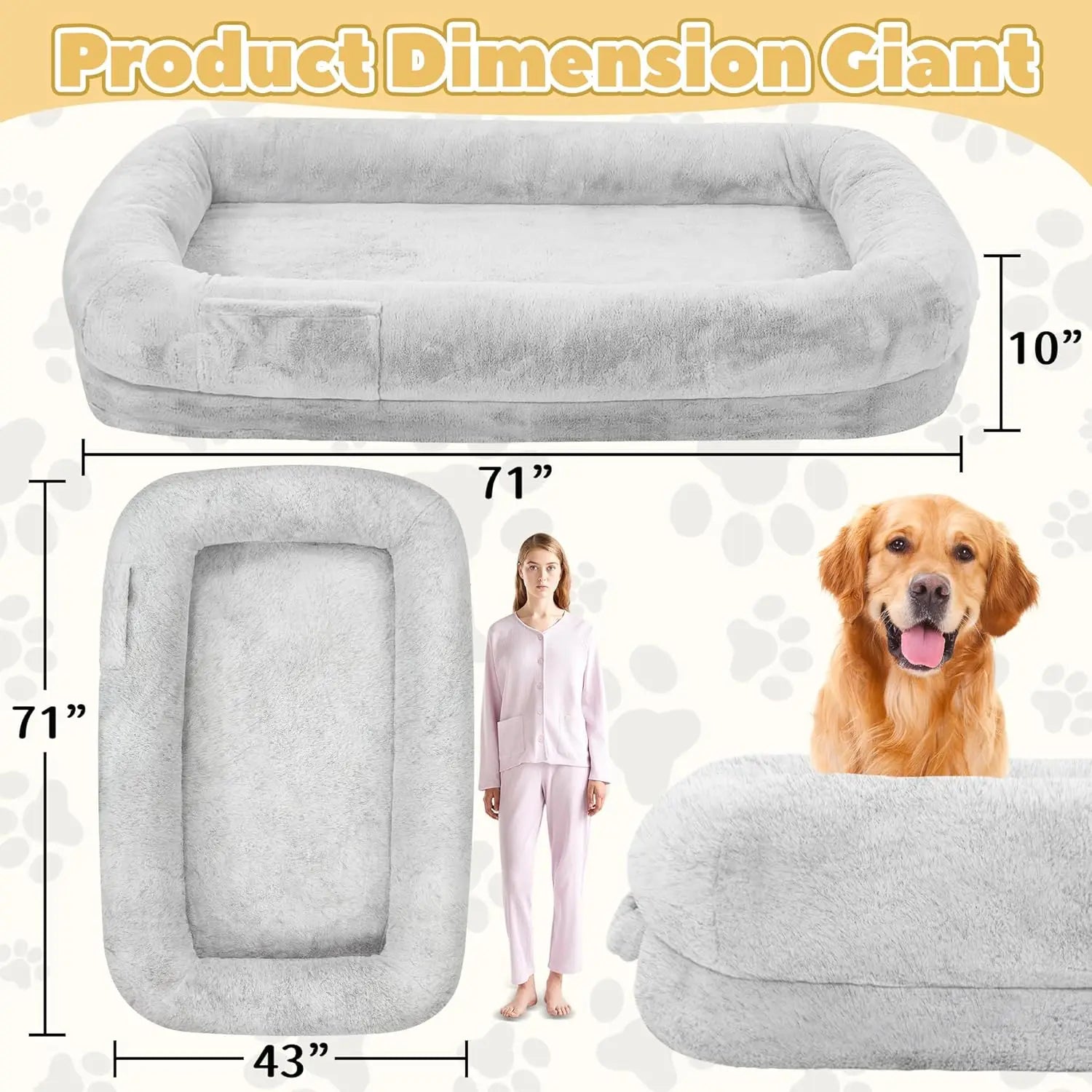 SnugglePod XL™ – Human-Sized Dog Bed with Waterproof Cover