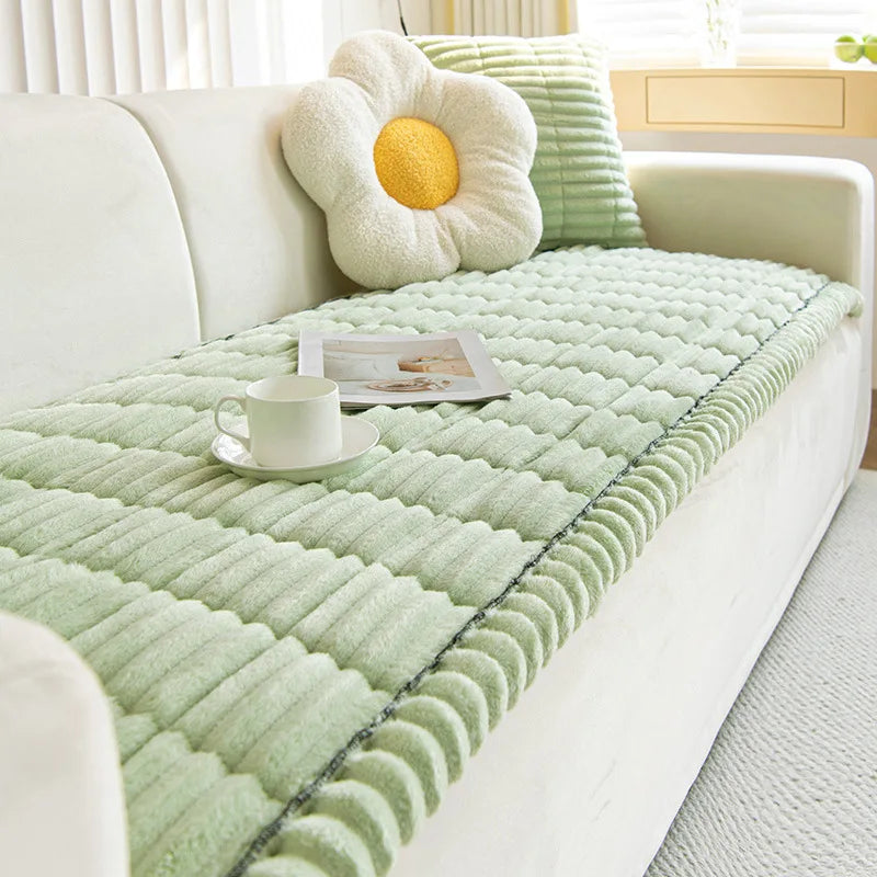Corduroy Sofa Cushion Non-Slip Thickened Living Room Sofa Decorative Cover Cloth Warm Dust Soft Velvet Backrest Armrest Towels