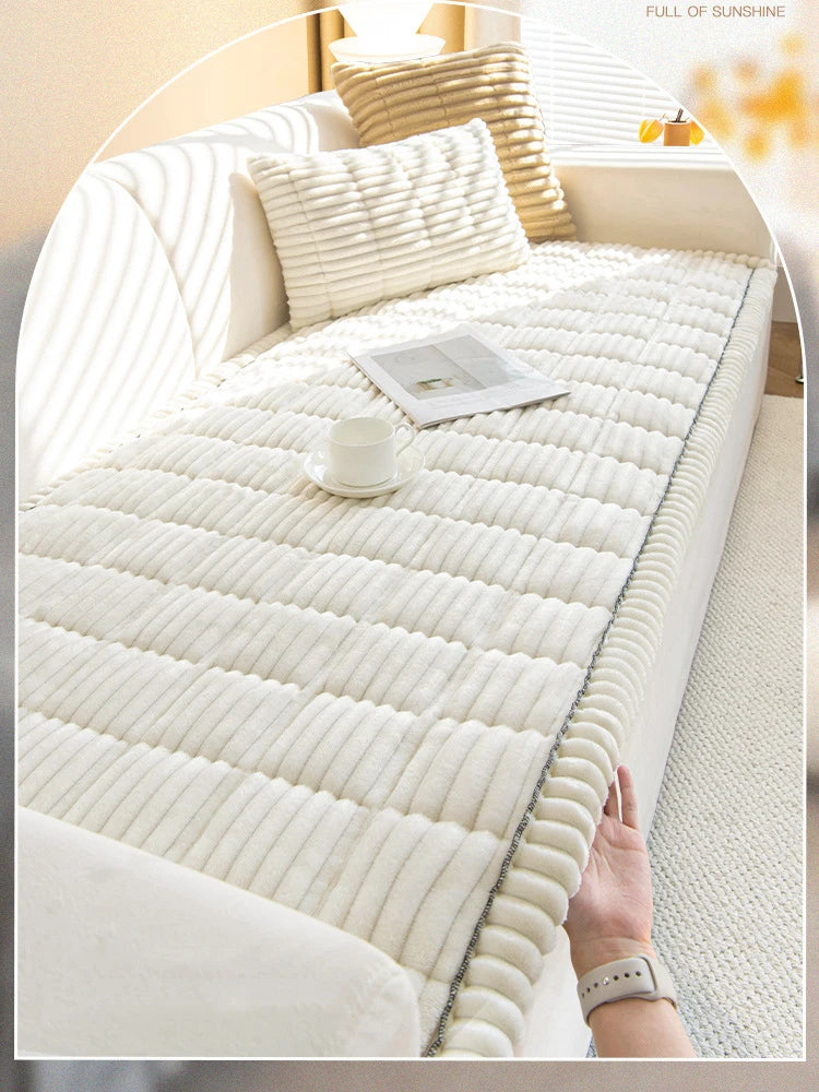 Corduroy Sofa Cushion Non-Slip Thickened Living Room Sofa Decorative Cover Cloth Warm Dust Soft Velvet Backrest Armrest Towels