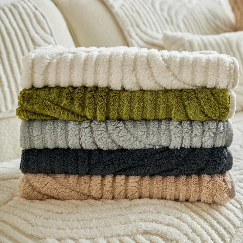 WavePlush Striped Sofa Cover