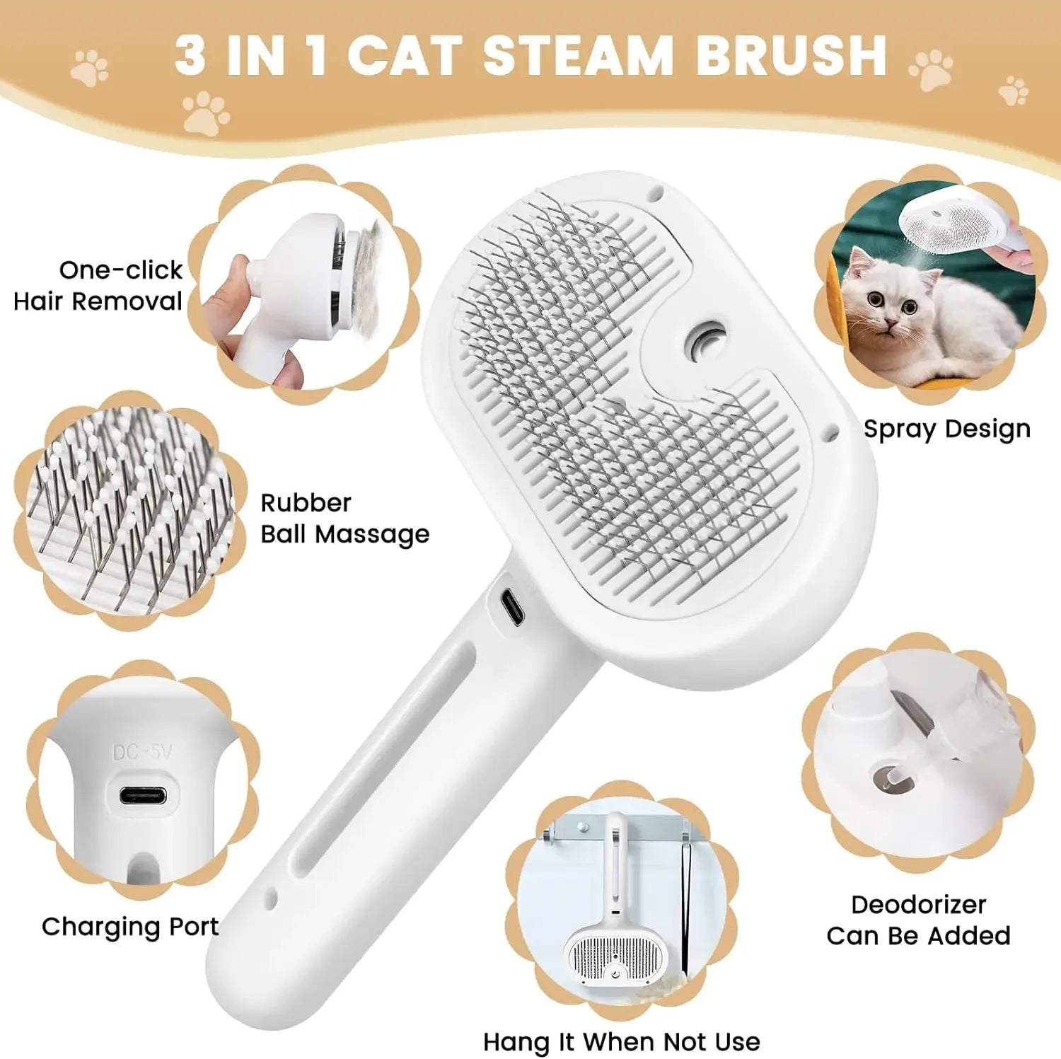 3-in-1 Steam Groom Brush