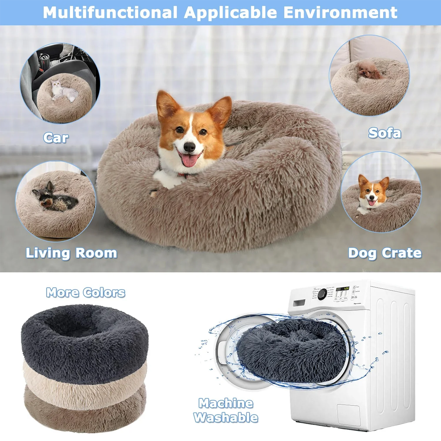 WhiskerCloud™ – Plush Donut Cat Bed, All-Size Friendly