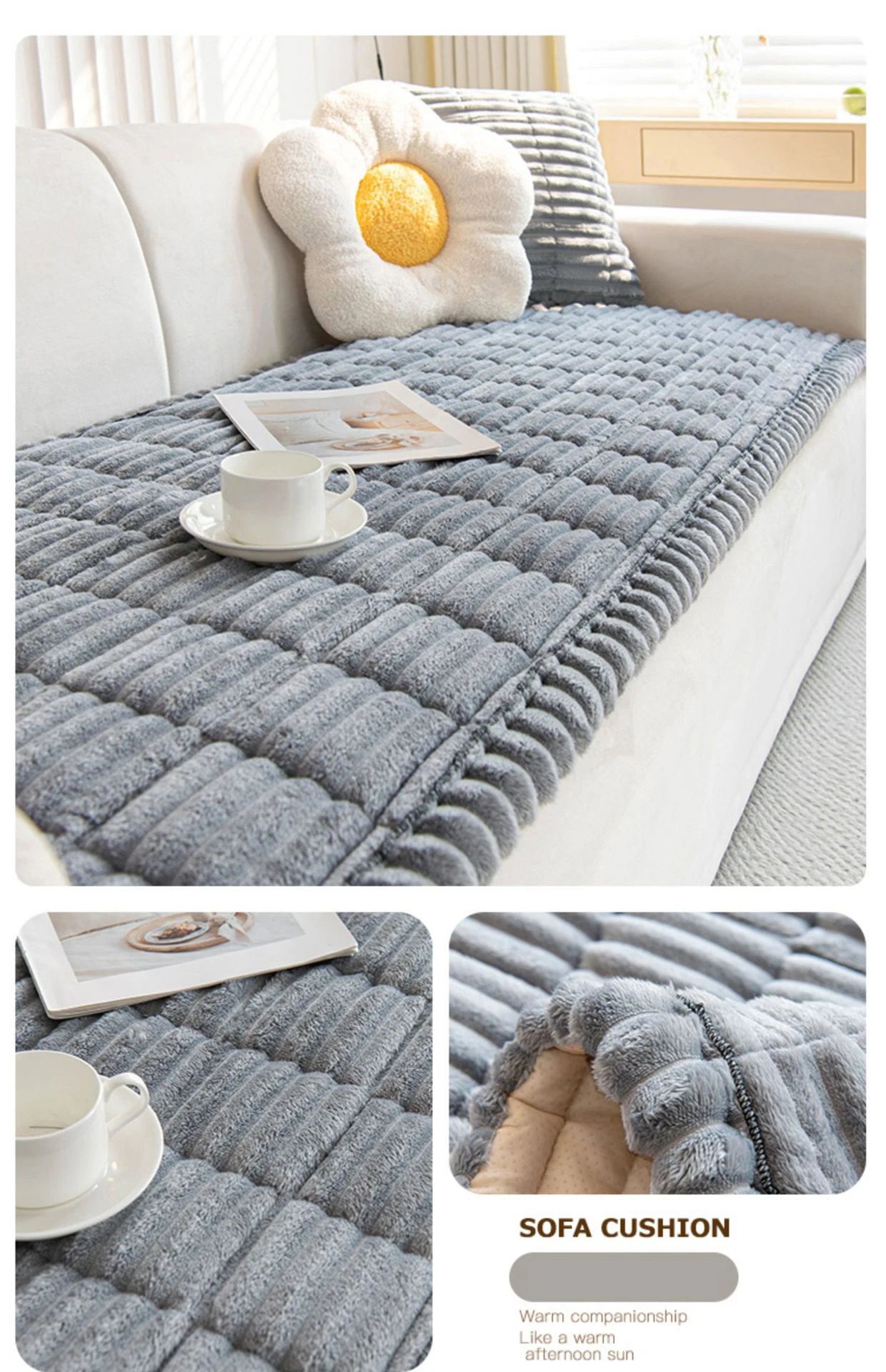 Corduroy Sofa Cushion Non-Slip Thickened Living Room Sofa Decorative Cover Cloth Warm Dust Soft Velvet Backrest Armrest Towels