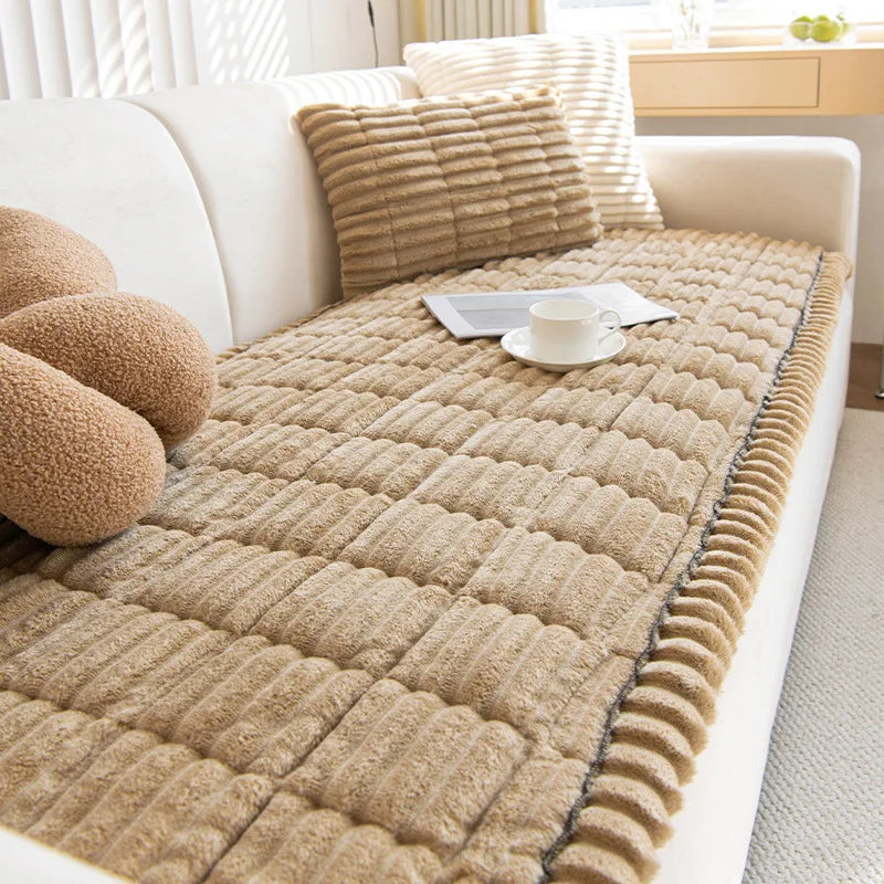 Corduroy Sofa Cushion Non-Slip Thickened Living Room Sofa Decorative Cover Cloth Warm Dust Soft Velvet Backrest Armrest Towels
