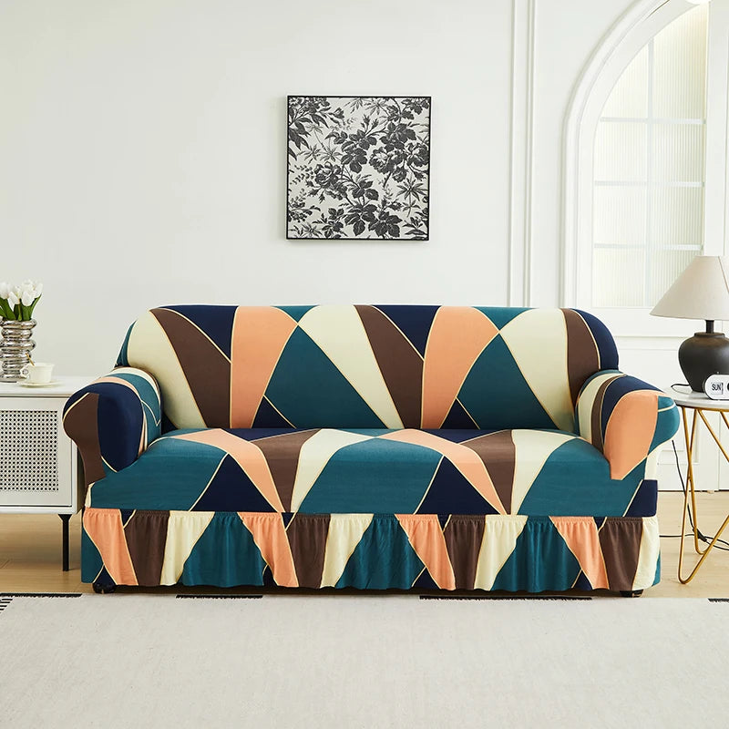SkirtFit Printed Full Sofa Cover
