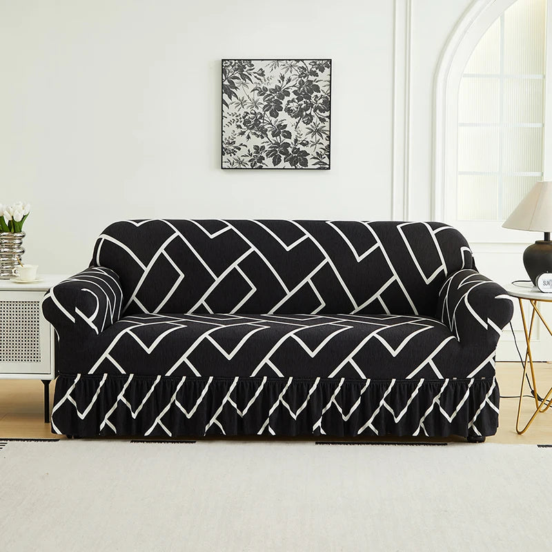 SkirtFit Printed Full Sofa Cover