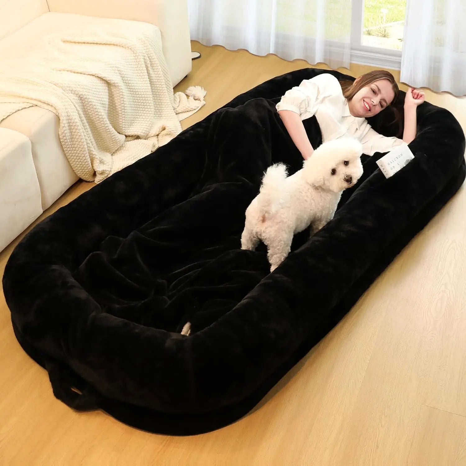 SnugglePod XL™ – Human-Sized Dog Bed with Waterproof Cover