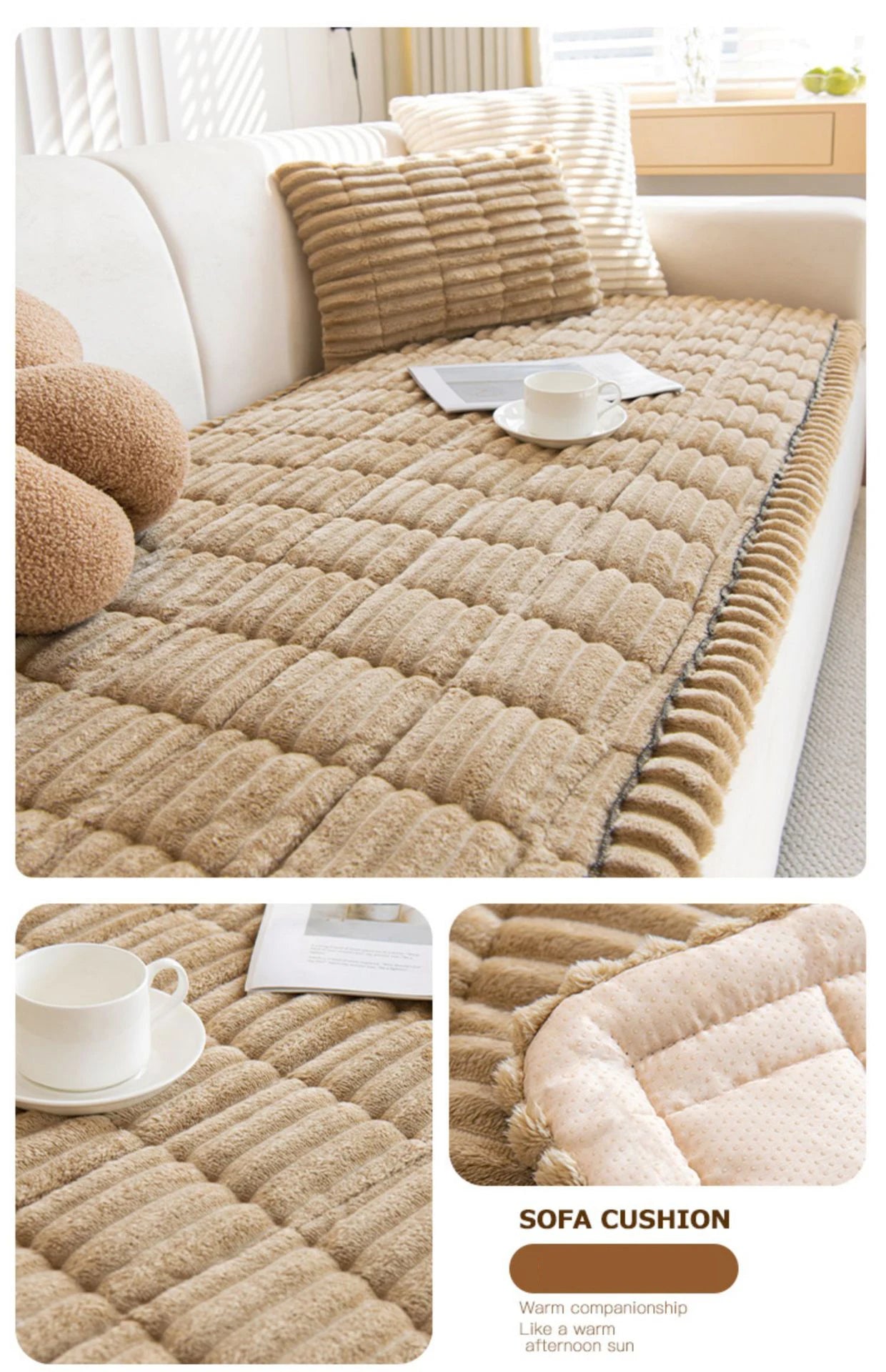 Corduroy Sofa Cushion Non-Slip Thickened Living Room Sofa Decorative Cover Cloth Warm Dust Soft Velvet Backrest Armrest Towels