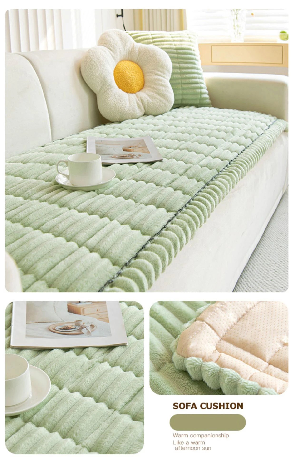 Corduroy Sofa Cushion Non-Slip Thickened Living Room Sofa Decorative Cover Cloth Warm Dust Soft Velvet Backrest Armrest Towels