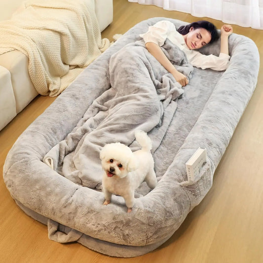 SnugglePod XL™ – Human-Sized Dog Bed with Waterproof Cover