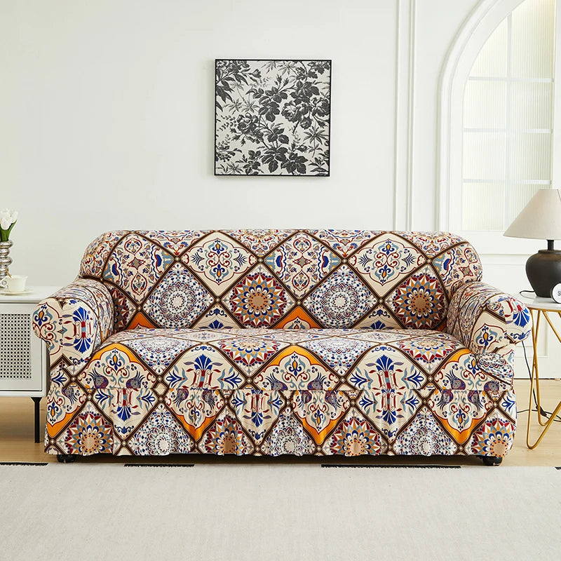 SkirtFit Printed Full Sofa Cover