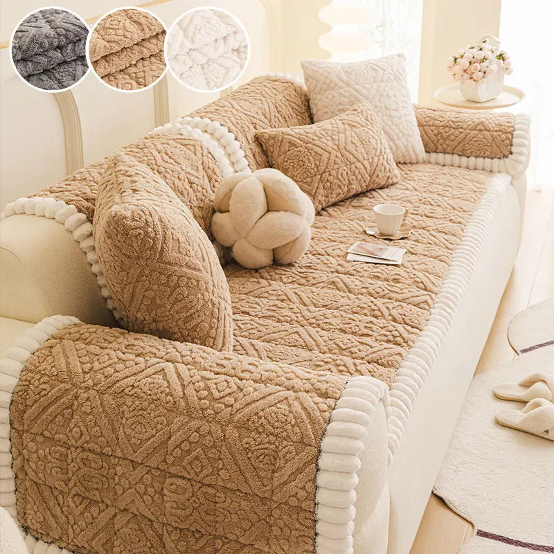 1PC-Polar fleece sofa cushion 2025 new four-season non-slip cushion bohemian plush living room special inline cushion