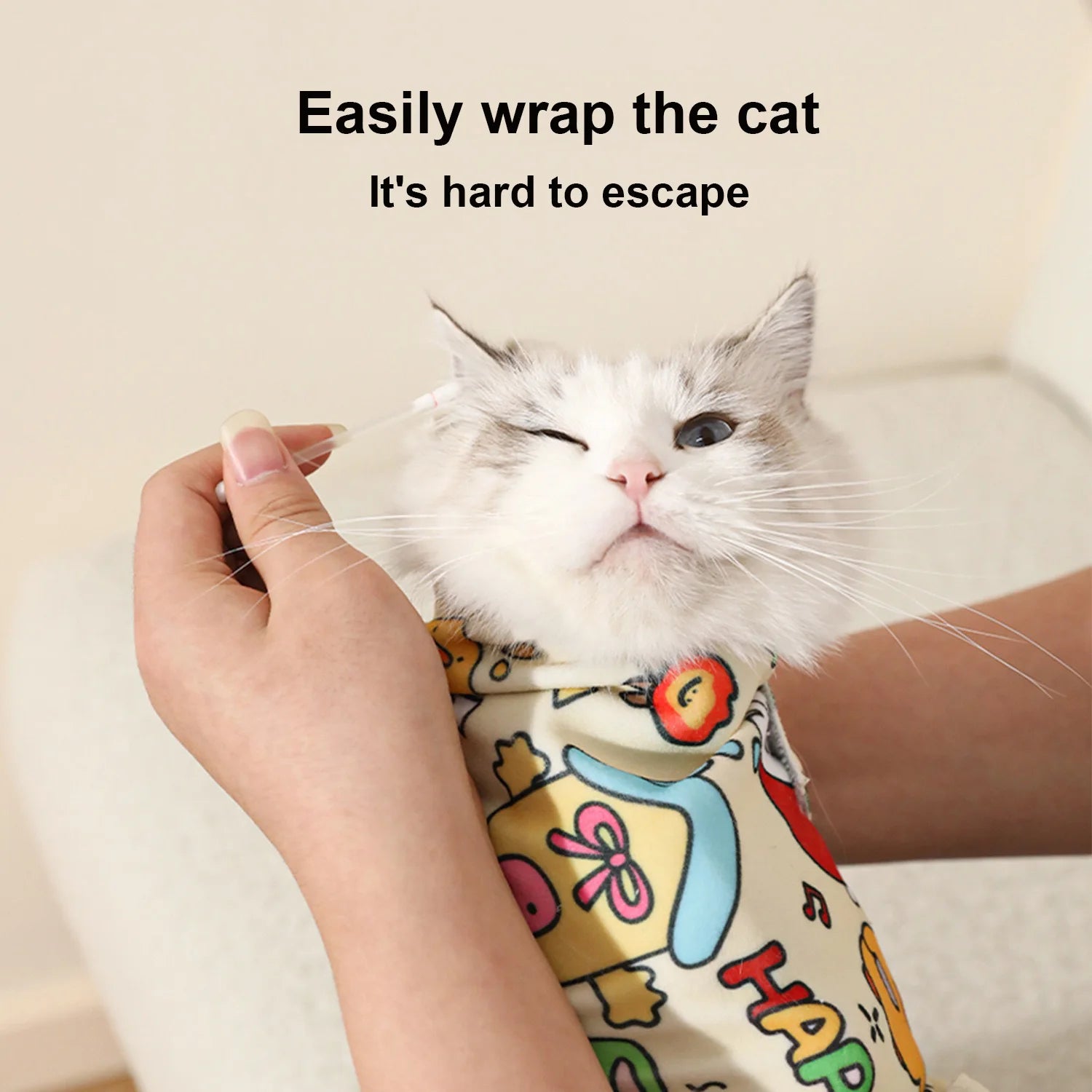 Cat Grooming Wrap Self-Adherent Swaddle Burrito Wrap