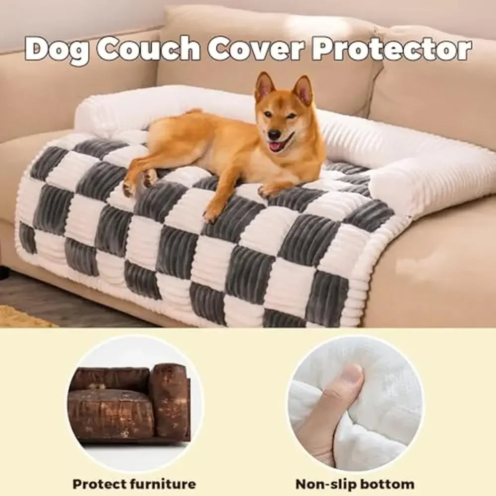 Cozy Plaid Washable Pet Couch Cover Mat